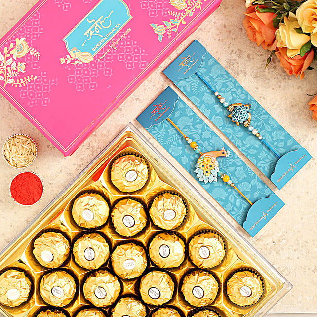 Turtle Raki Peacock And Turtle Rakhi Set With 16 Pcs Ferrero Rocher australia ...