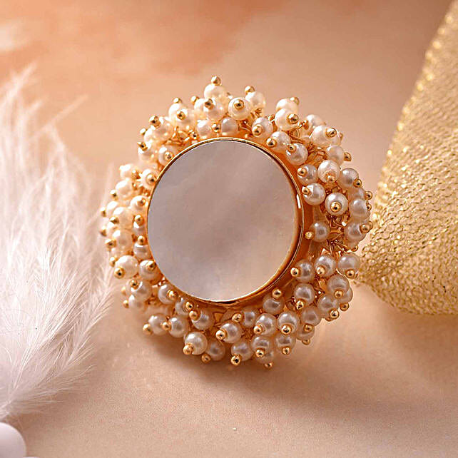 Mother Of Pearl Round Shaped Ring bahrain | Gift Mother Of Pearl Round ...