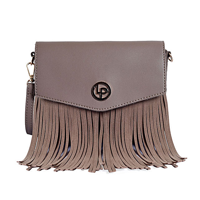 Buy/Send Lino Perros Brown Leatherette Sling Bag Online- FNP