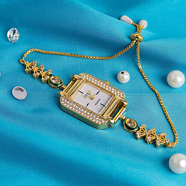 Buy/Send Stylish Gold Plated Rectangle Dial Watch Online- FNP