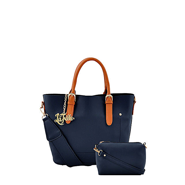 Buy/Send LaFille Graceful Blue Handbag Set Online- FNP