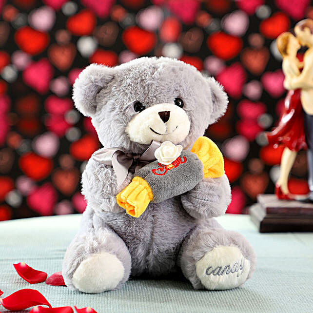 Buy/Send Love Toffee Grey Teddy Bear Online- FNP