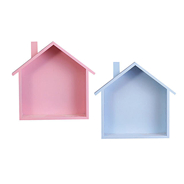 Mini House Shape Rack Buy/Send WISHTANK Small House Shape Wall Shelves Combo Online- FNP