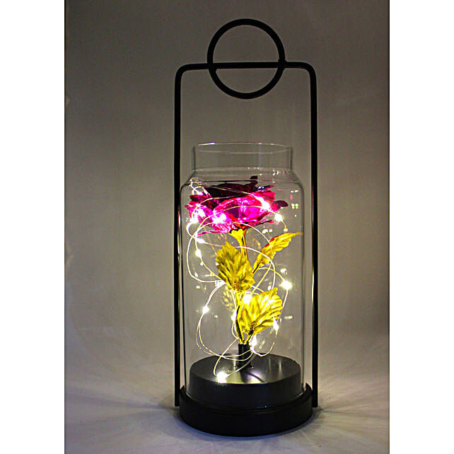 Buy/Send Rose With Led Light In Glass Dome Online- FNP
