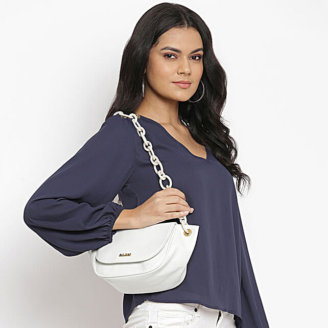 White Casual Multi Zipped Street penny Sling Bag