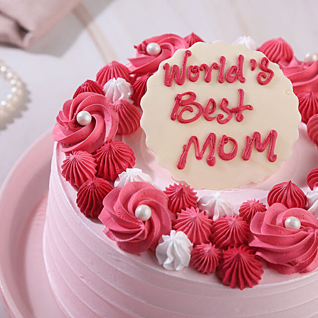 Blushing Love For Mom Cream Cake