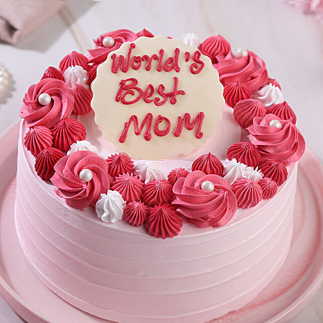 Blushing Love For Mom Cream Cake