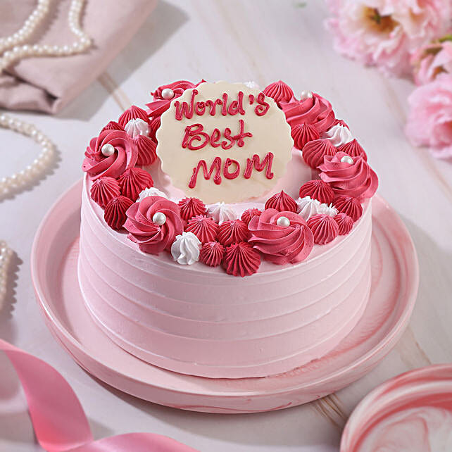 Blushing Love For Mom Cream Cake