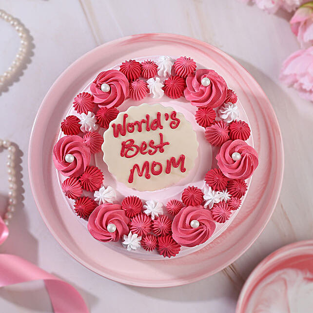Blushing Love For Mom Cream Cake