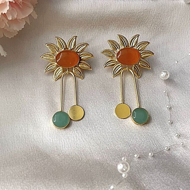 Florals and Peace Gold Earrings main image 0