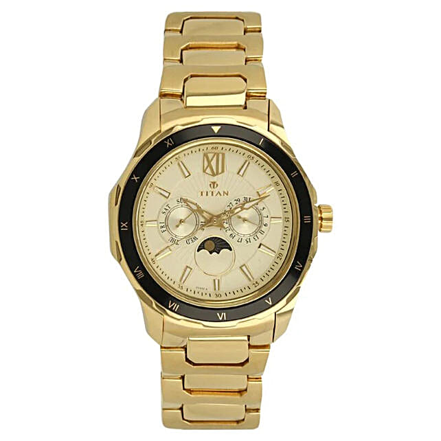 Buy/Send Titan Analog Gold Dial Men's Watch Online- FNP