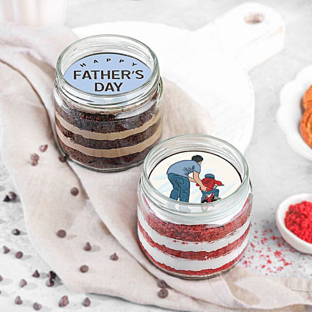 Fathers Day Choco and Velvet Surprise Jar Cake