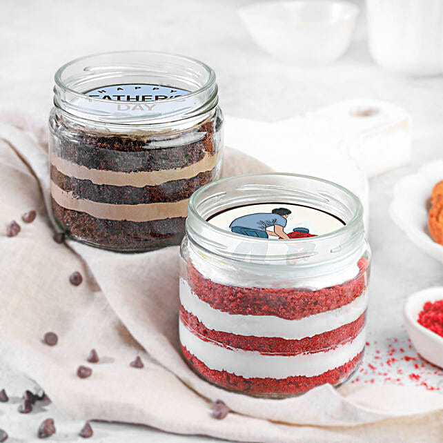 Fathers Day Choco and Velvet Surprise Jar Cake