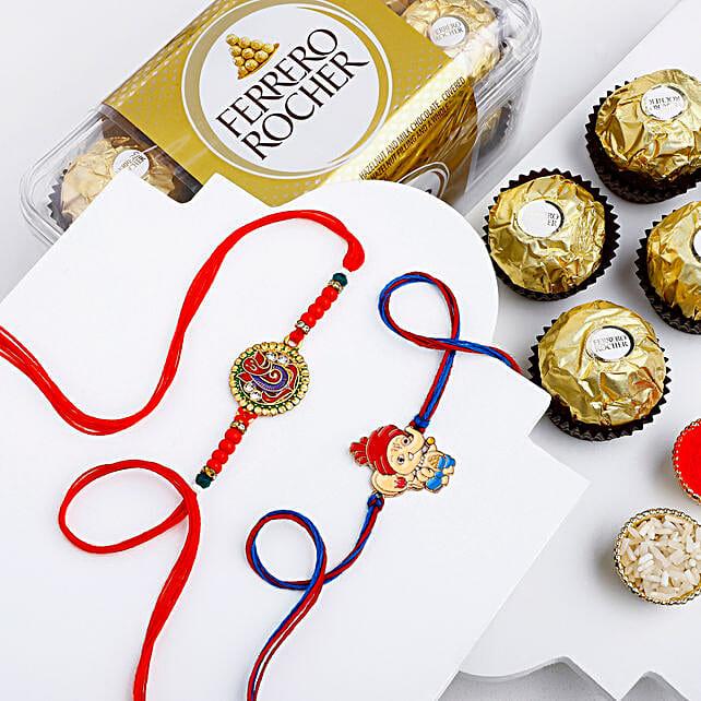 Ganesha Blessings Rakhi Set N Ferrero Bliss