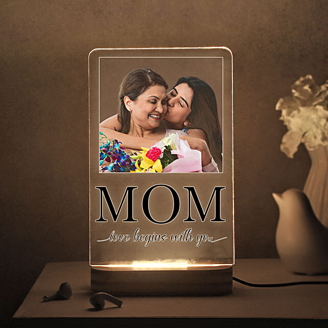 Personalised Love Begins With Mom LED Lamp