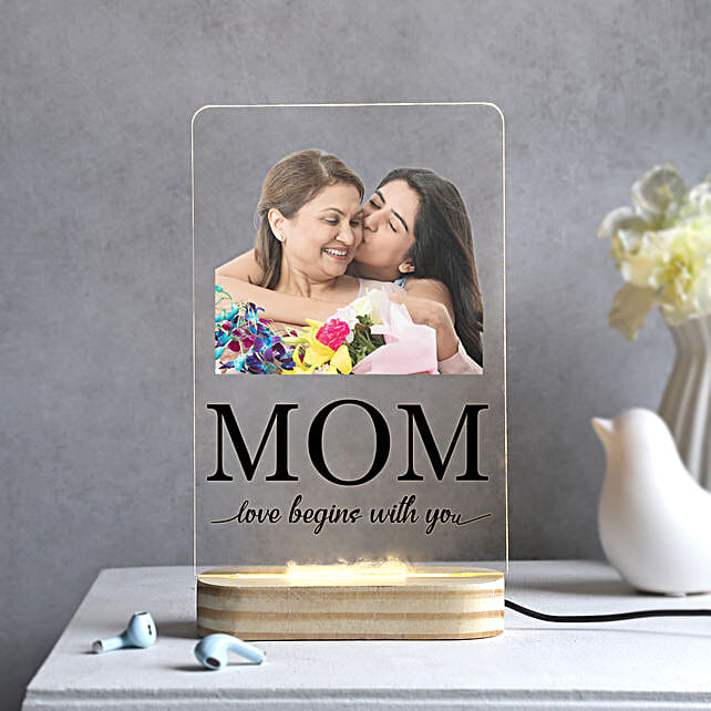 Personalised Love Begins With Mom LED Lamp