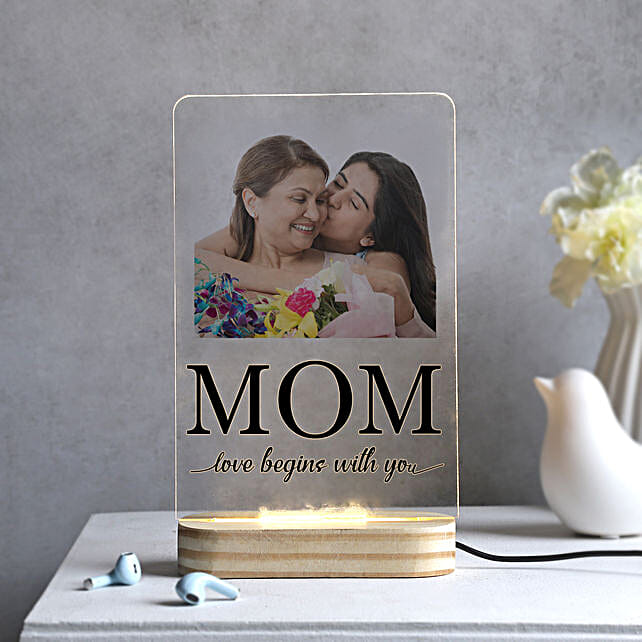 Personalised Love Begins With Mom LED Lamp