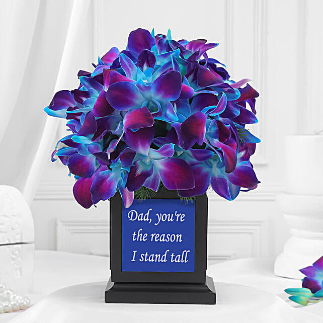 Fathers Day Blue Orchid N Green Foliage Desk Display