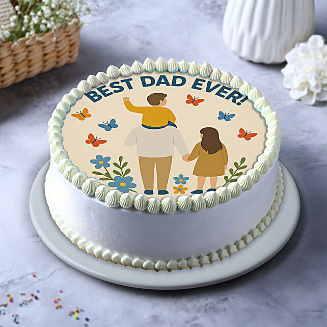 Dad N Me Eggless Celebration Photo Cake  Half Kg