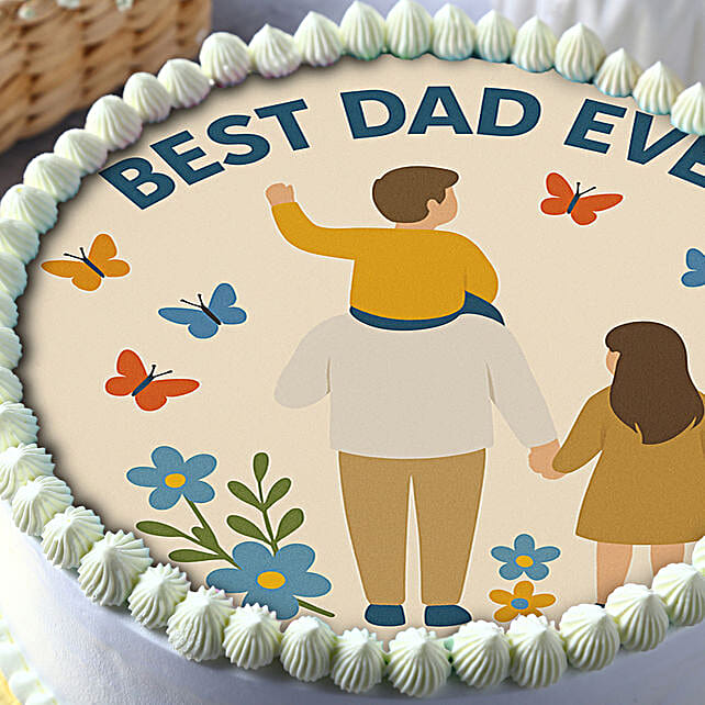 Dad N Me Eggless Celebration Photo Cake  Half Kg