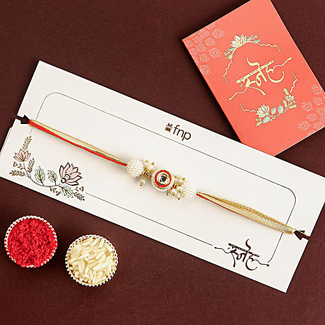 Crimson Majestic Pearl Rakhi N Nutty Treasures Duo