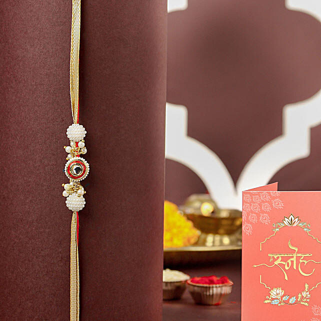 Crimson Majestic Pearl Rakhi N Nutty Treasures Duo