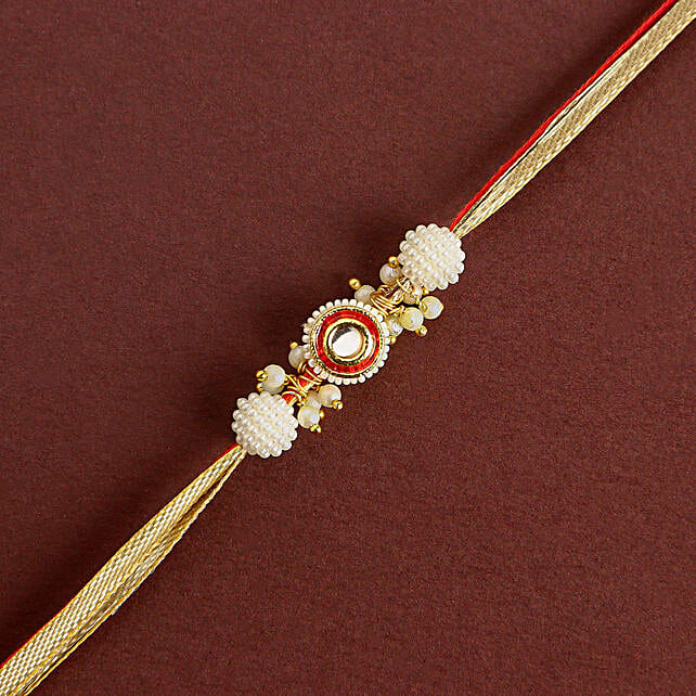 Crimson Majestic Pearl Rakhi N Nutty Treasures Duo
