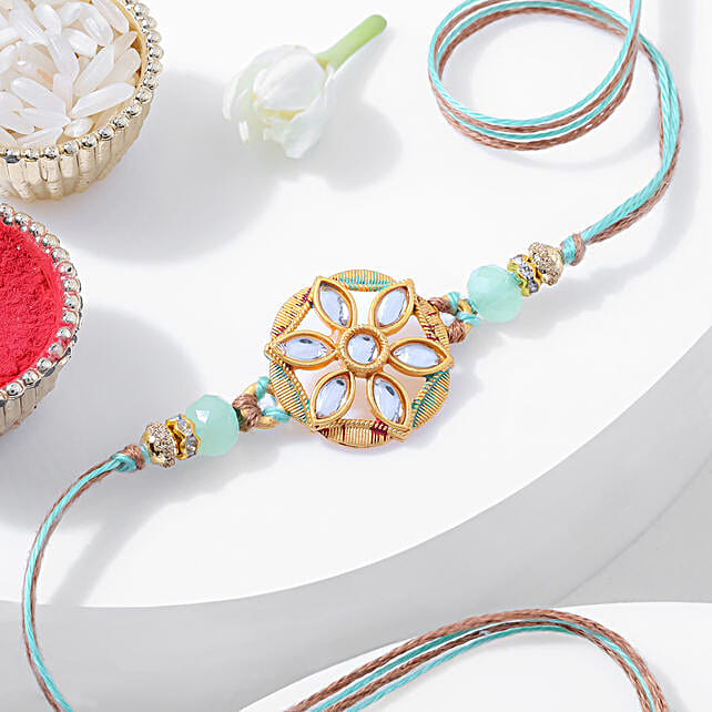 Pastel Floral Kundan Rakhi