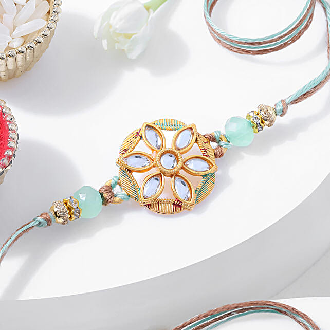 Pastel Floral Kundan Rakhi