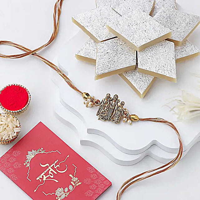 Ethereal Embrace Ram Darbar Rakhi N Kaju Katli Delight