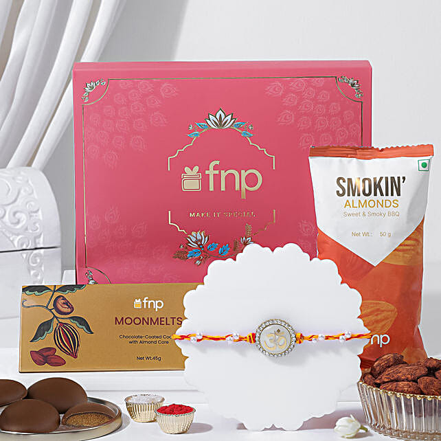 Devotional Om Rakhi N Flavourful Treat Box