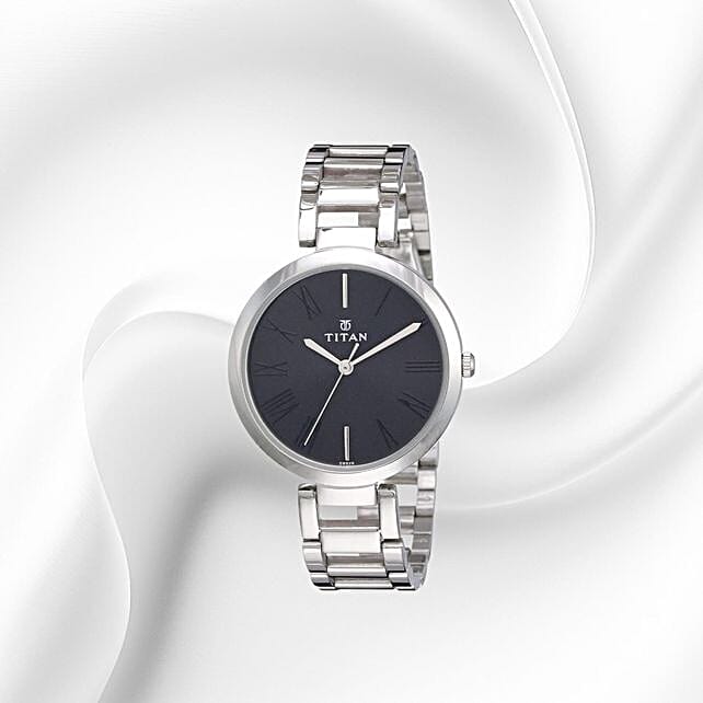 Buy/Send Titan Analog Black Dial And Silver Strap Womens Watch
