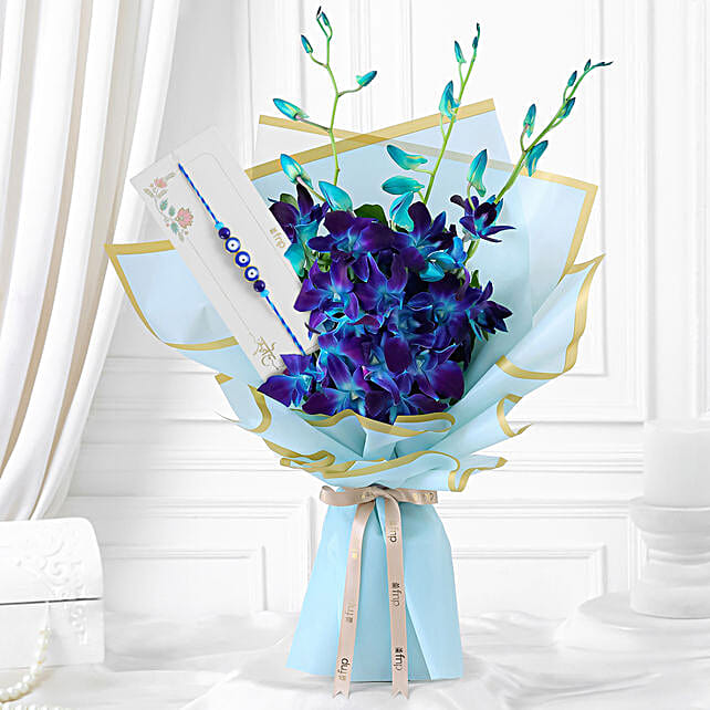 Feng Shui Evil Eye Rakhi Hamper with Orchid Wrap