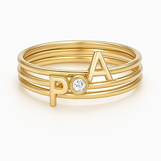 Buy/Send Golden Personalised Initial Rings Online- FNP