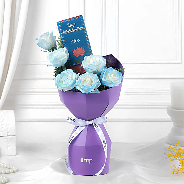 Buy/Send Elegant Hand-Sprayed Blue Rose Bouquet Online- FNP