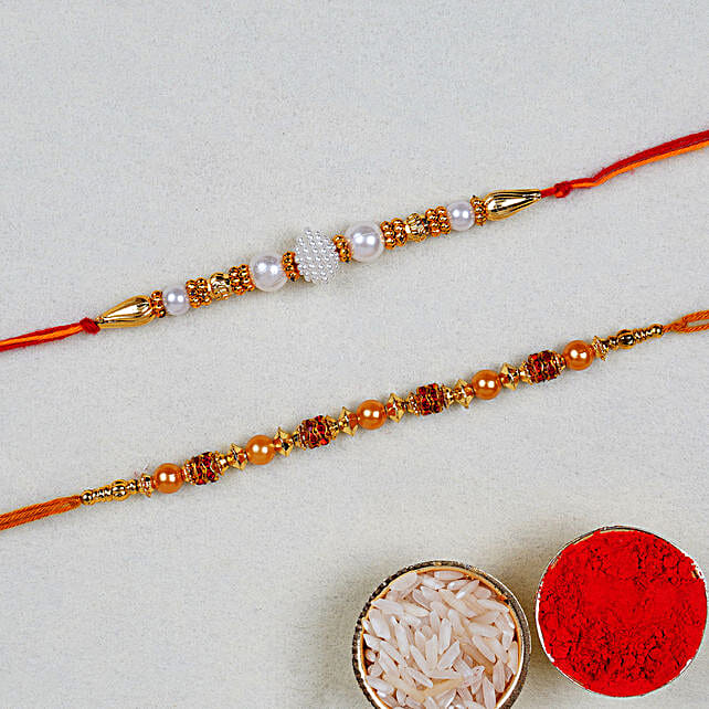Handmade Pearl Fabric Rakhi (Set of 2) 269 main image 0