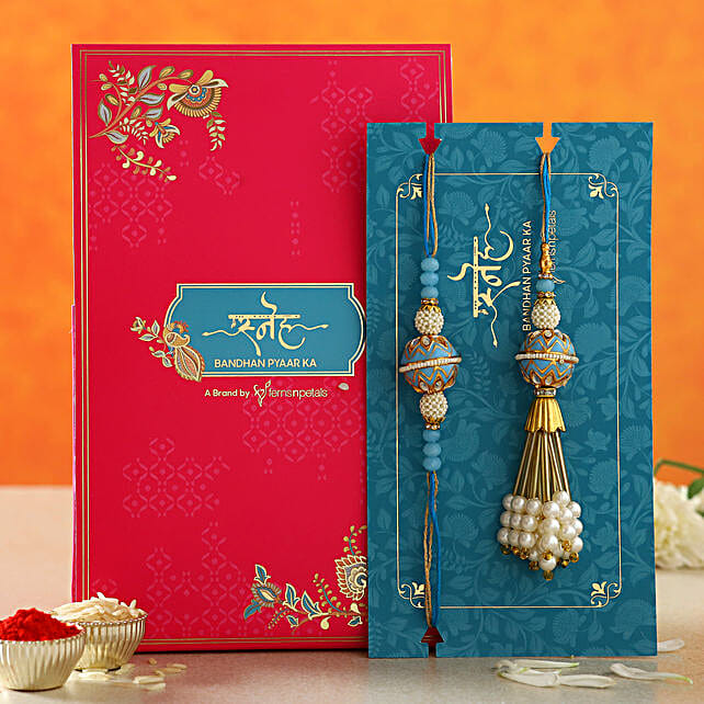 Urvi Creations Rakshabandhan Rakhi Set - Brass & Pearl Rakhi For Brother With Bhabhi Bangle Lumba (Multicolour) - View #8