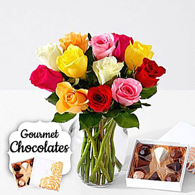 Assorted Roses With Chocolates usa | Gift Assorted Roses With ...