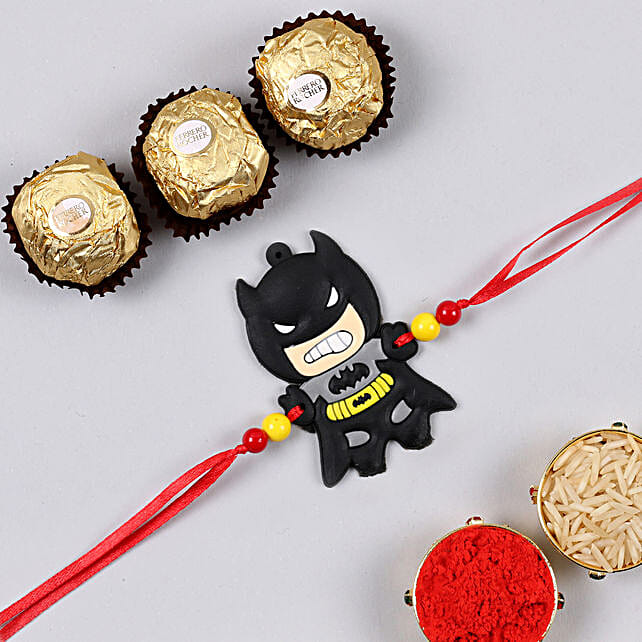 Attractive Batman Special Kids Rakhi And 3 Pcs Ferrero Rocher usa ...